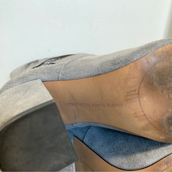 Avec Les Filles Nikita Gray Suede Glitter Star Moon Celestial Mid Calf Boots - Picture 12 of 13